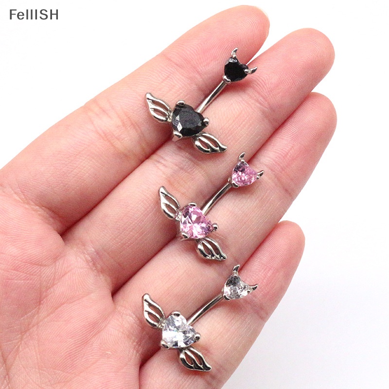 Khuyên Rốn Hình Cánh Trái Tim Đính Đá Pha Lê Thời Trang Cho Nữ 439br