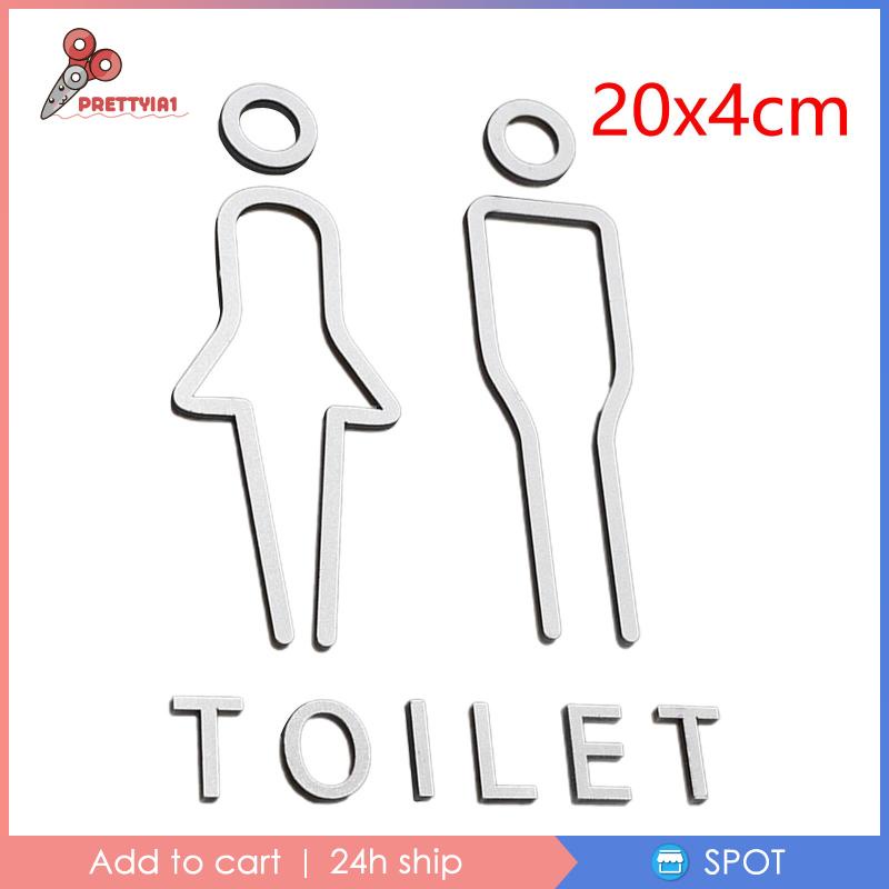 [Prettyia1] Set 2 Bảng Hiệu Toilet Phong Cách Bắc Âu Không Cần Khoan
