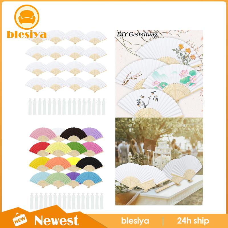 [Blesiya] 16 Quạt Giấy Gấp Cầm Tay Trơn Màu Cho Nhà Thờ Nhà Thờ