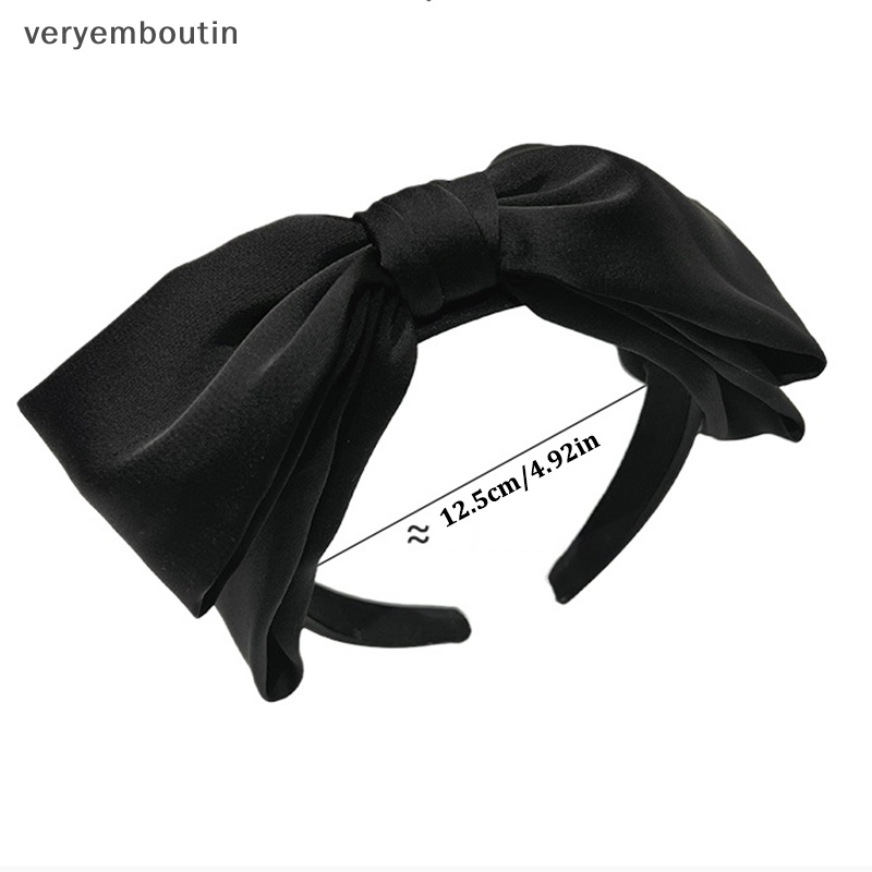 Băng Đô Cài Tóc Đính Nơ To Màu Trơn Chống Trượt Thời Trang Cho Nữ