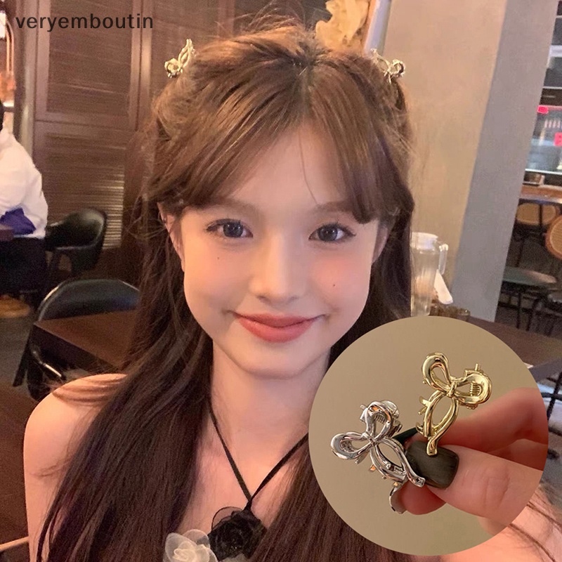 Set 2 Kẹp Tóc Càng Cua Đính Nơ Bằng Kim Loại Đơn Giản Thời Trang Cho Nữ