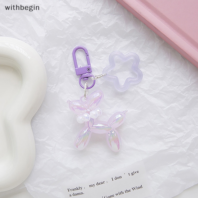 Móc Khóa Acrylic Hình Chú Chó / Ngôi Sao / Bóng Bay Màu Kẹo Dạ Quang Dễ Thương Thời Trang