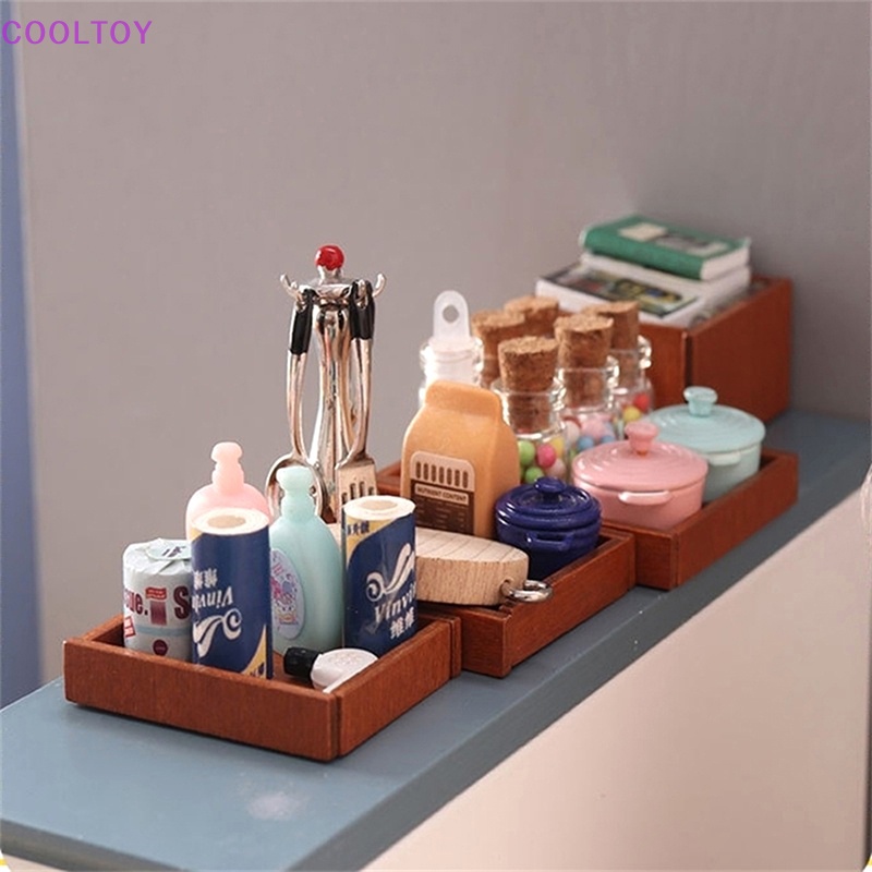 Set 3 Khay Gỗ Đựng Đồ Trang Trí Nhà Búp Bê Tỉ Lệ 1: 12
