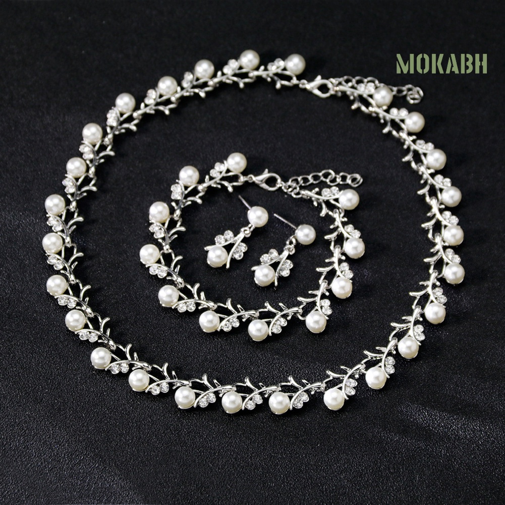 Bộ Trang Sức Đính Ngọc Trai Nhân Tạo Thời Trang Dành Cho Nữ