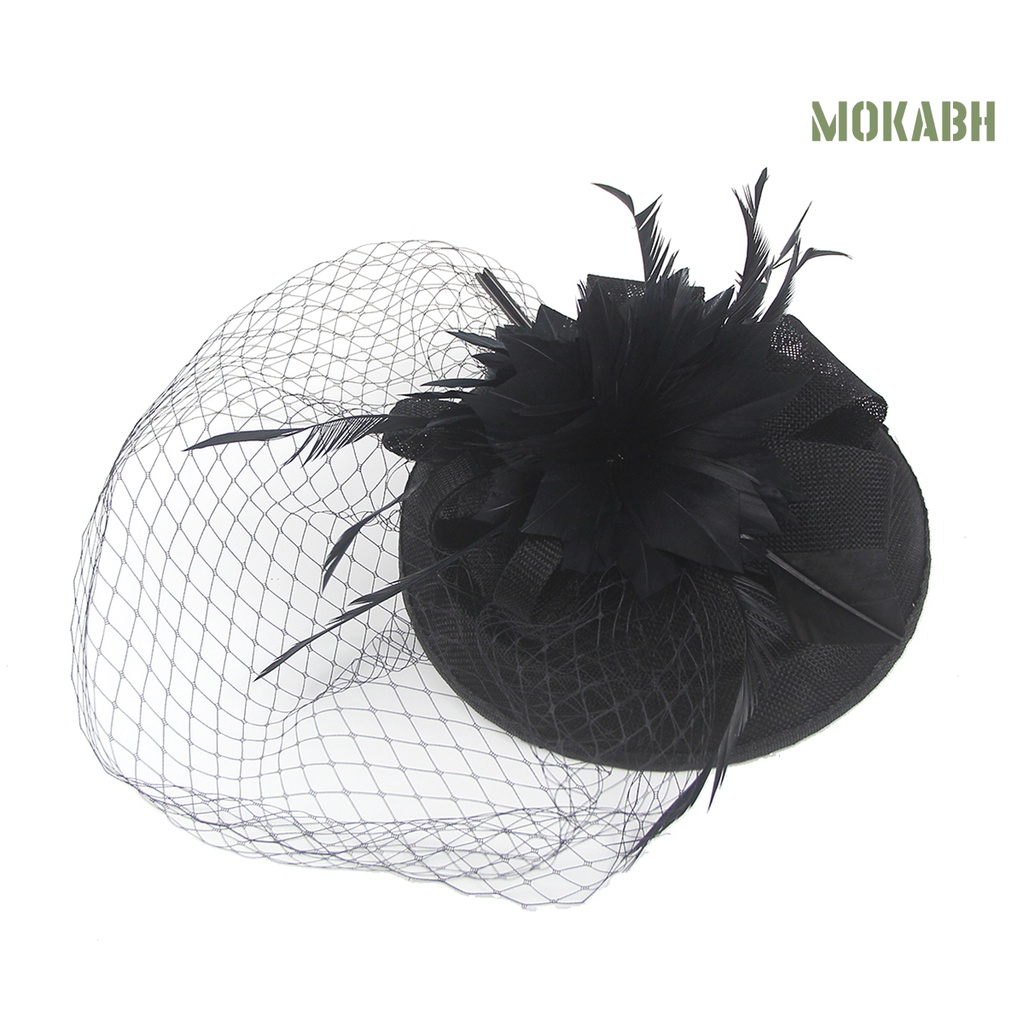 Mũ Lưới Đính Hoa Lông Vũ Handmade Phong Cách Retro Ngọt Ngào