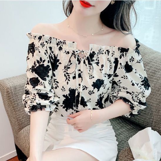 Áo Sơ Mi Tay Ngắn Dáng Rộng In Họa Tiết Hoa Phong Cách Hàn Quốc Thời Trang Mùa Hè Cho Nữ Mới