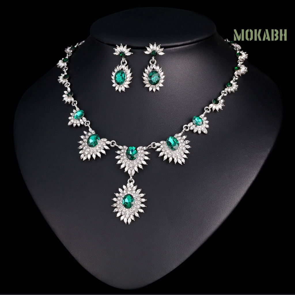 1 Bộ Vòng cổ Và Bông Tai Hình Hoa Hướng Dương Đính Pha Lê Giả Lấp Lánh Thời Trang Cho Cô Dâu