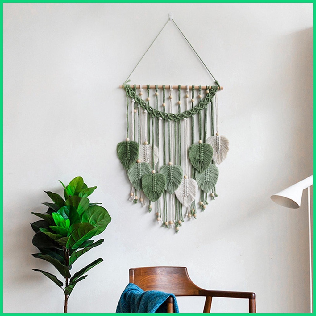 Thảm Dệt Lá Tua Rua Handmade Trang Trí Tường Phong Cách Bohemian