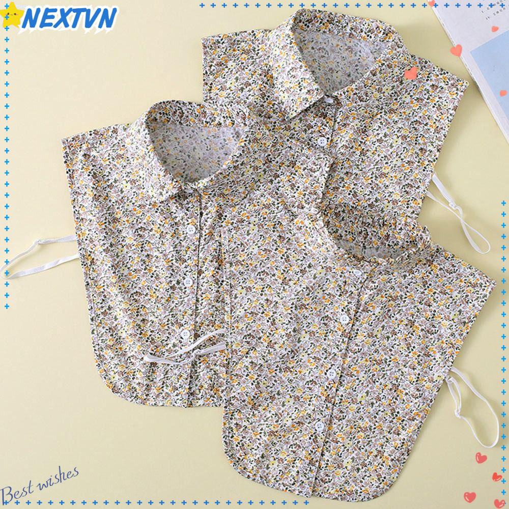 Cổ Áo Sơ Mi Giả Bằng Cotton Họa Tiết Hoa Có Thể Tháo Rời Cho Nữ