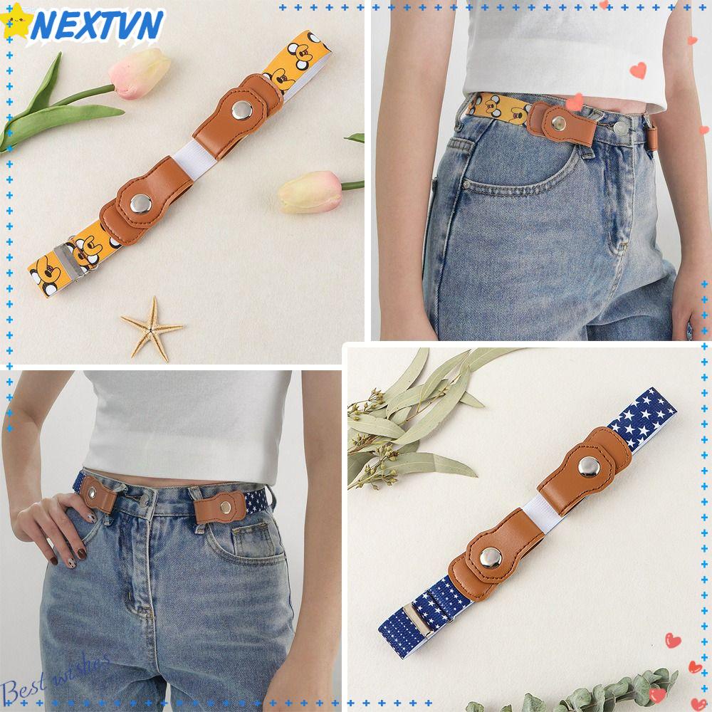 Set 2 Thắt Lưng Vải Canvas Co Giãn Không Khóa Thời Trang Cho Bé