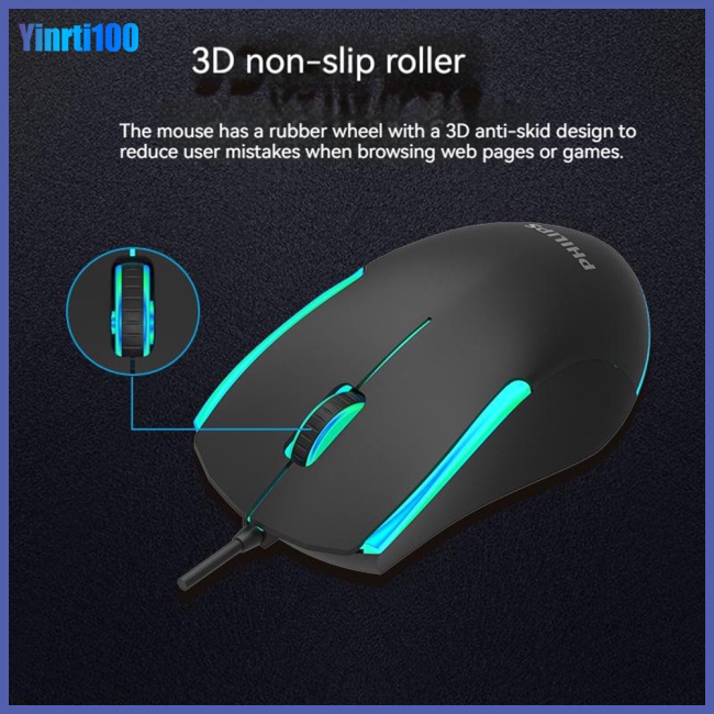 Chuột Gaming Có Dây MàU Dạ Quang Cho Notebook / Pc Philips Spk9314