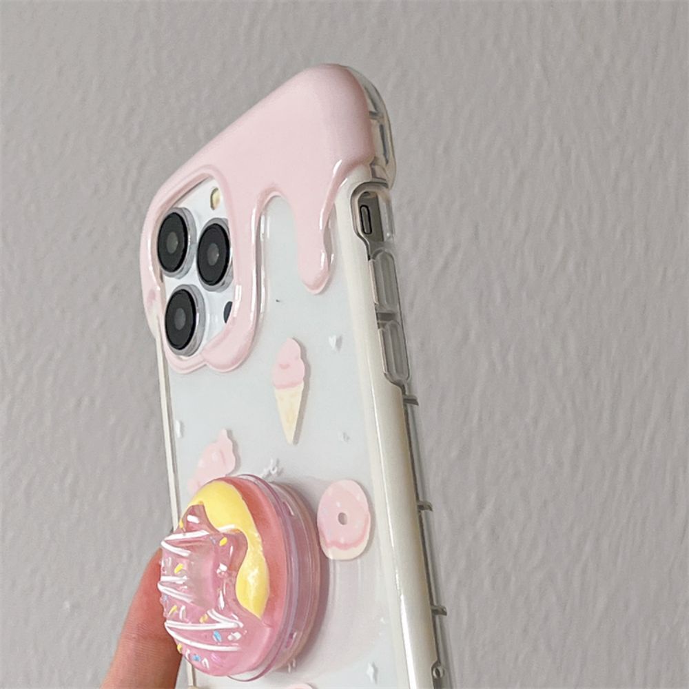 Ốp Điện Thoại TPU Mềm Chống Sốc Có Giá Đỡ Hình Bánh Donut Cho IPhone 11 14 13 12 Pro Max