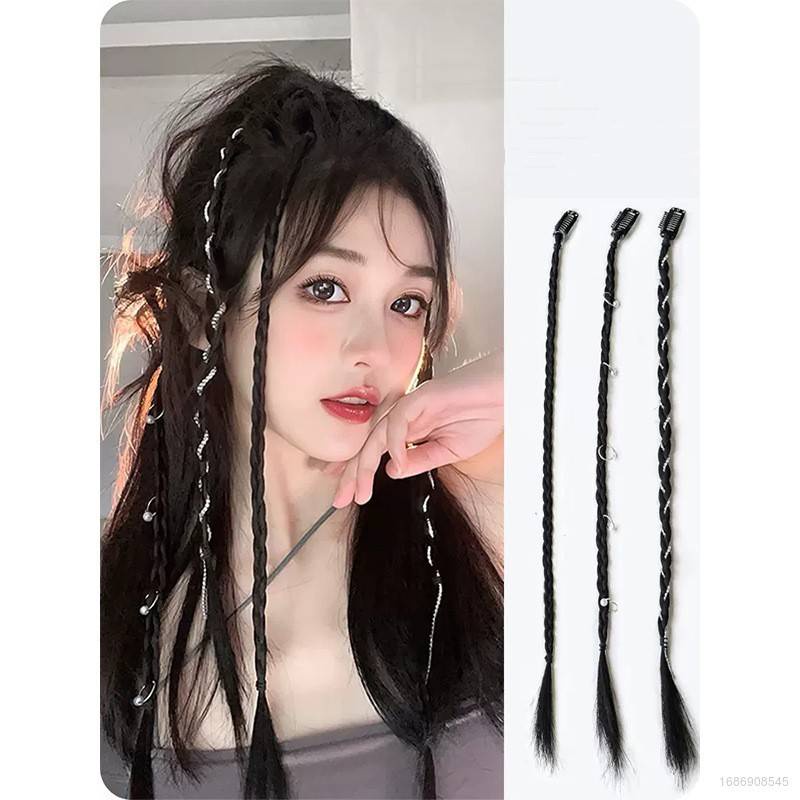 Y2k Tóc Giả Kẹp Tóc Đuôi Ngựa Dạng Xoắn Nhỏ Mát Mẻ Ngọt Ngào Cho Bé Gái