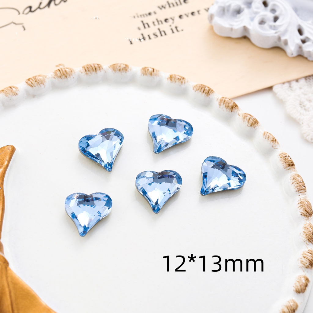 Hạt Kim Cương Giả Màu Xanh Dương Siêu Mỏng Hình Người Ngoài Hành Tinh Trái Tim Trang Trí Móng Tay