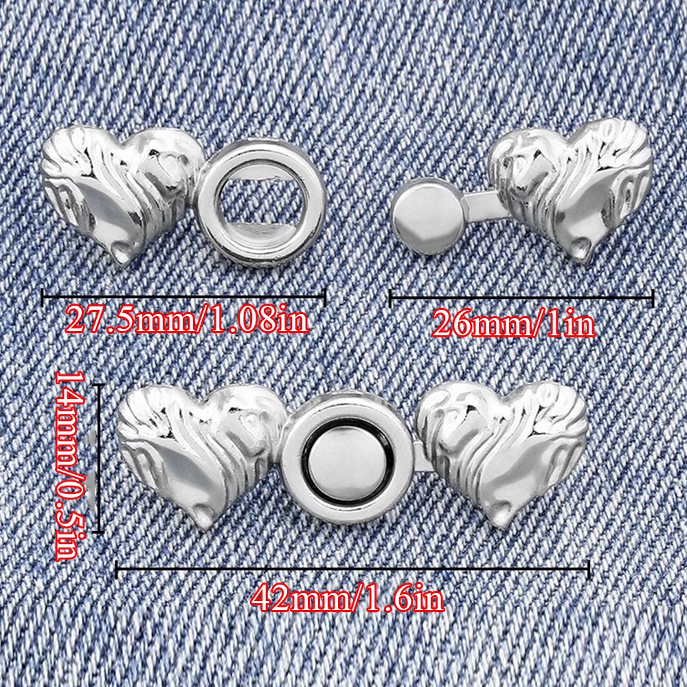 1 Cặp Nút Thắt Lưng Hình Trái Tim Sáng Tạo Có Thể Tháo Rời Thời Trang Cho Nữ