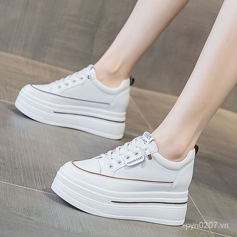 Giày Thể Thao Tăng Chiều Cao 8cm Màu Trắng Phong Cách Mới 2023