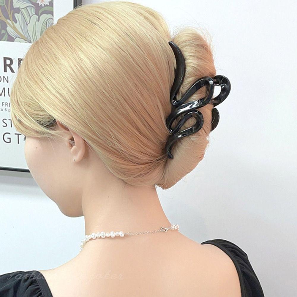 Kẹp Tóc Càng Cua Bằng Acrylic Trong Suốt Hình Rắn Cỡ Lớn Tiện Dụng Cho Nữ