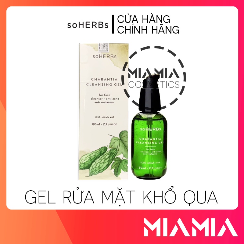 Gel Sữa Rửa Mặt Khổ Qua soHERBs Giá Sỉ Chính Hãng Charantia Cleansing Gel 80ml