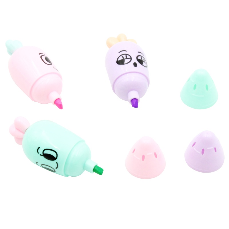 Set 6 bút dạ quang mini siêu đáng yêu [Có sẵn] Bút đánh dấu hoạt hình nhiều màu sắc