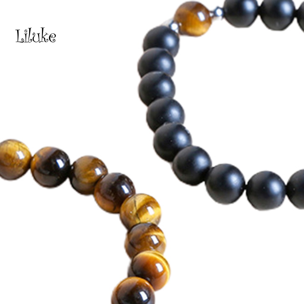 Set 2 Vòng Tay Chuỗi Hạt Đá Mắt Hổ Thời Trang Cho Cặp Đôi