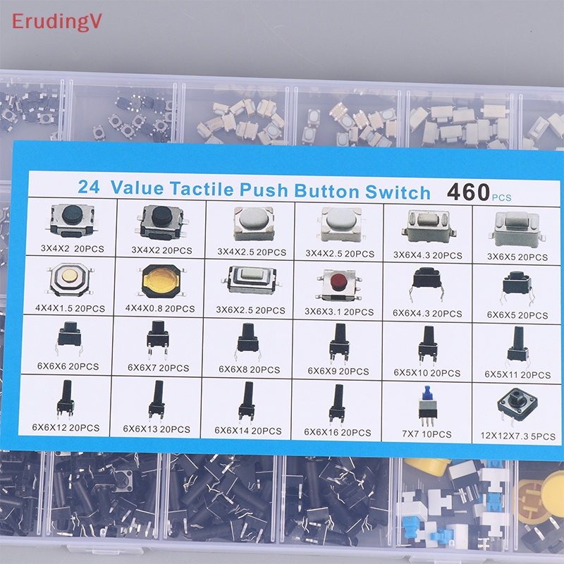 Bộ 460 / 24 Công Tắc Nút Nhấn SMD Micro Chuyên Dụng Cho Xe Hơi Điều Khiển Từ Xa