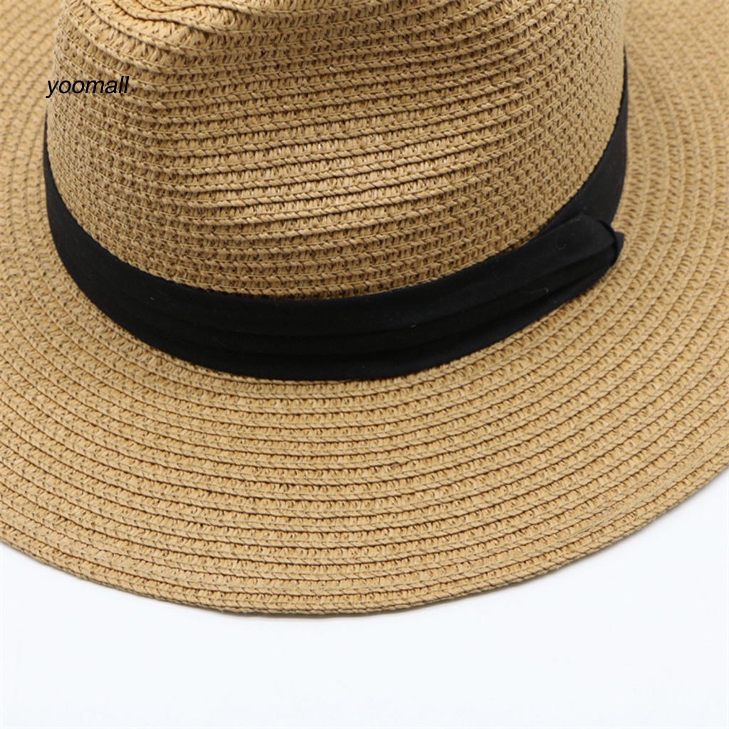 Mũ Rơm Vành Tròn Mềm Mại Chống Tia UV Màu Tương Phản Có Thể Gập Lại Cho Nam Và Nữ