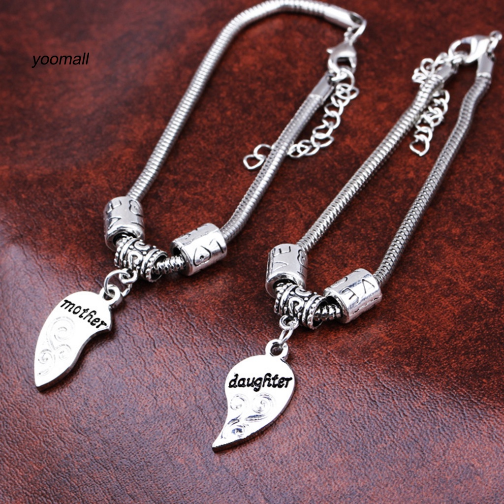 Bộ 2 Vòng Đeo Tay Bằng Hợp Kim Không Gỉ Hình Trái Tim Dành Cho Mẹ Và Bé