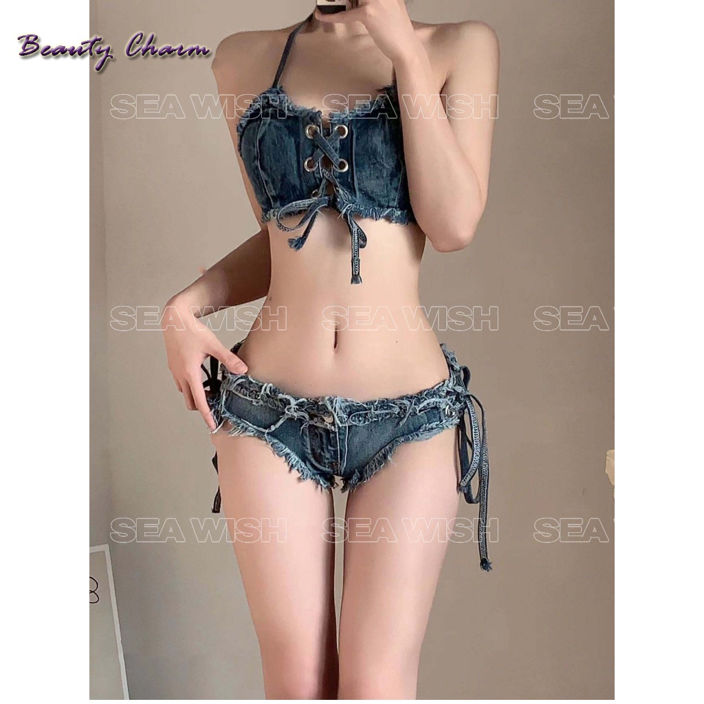 Set Bikini Jean Denim, vải bò Cao Cấp, hot 2023
