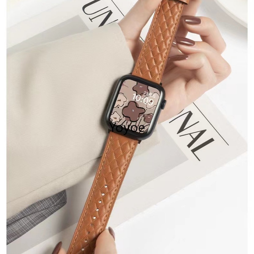 Dây Đeo Bằng Da Có Khóa Kim Loại Cho Đồng Hồ Apple 44mm 45mm 49mm 40mm 41mm 42mm 38mm 45 44 mm iWatch Series 3 4 5 6 Se 7 8