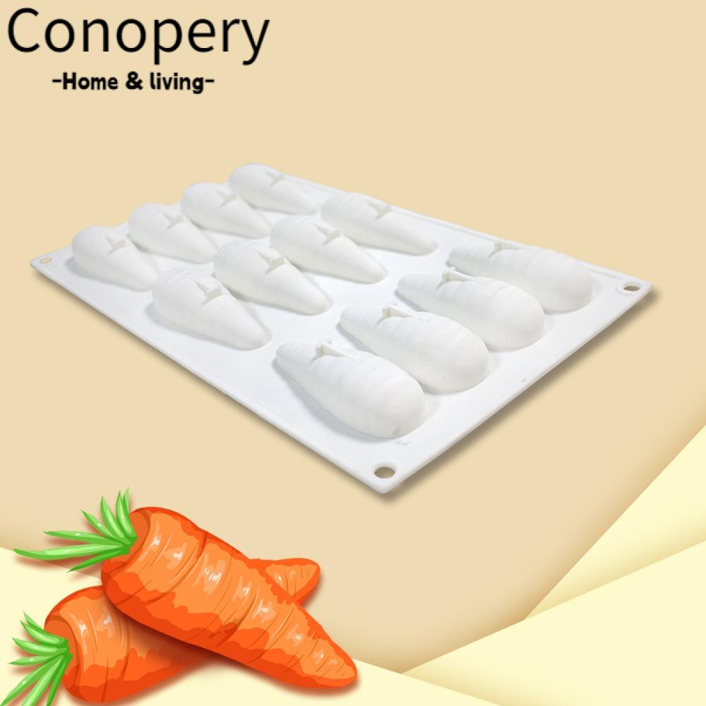 CONOPERY Khuôn Làm Bánh Kẹo 12 Ngăn Hình Cà Rốt 3D Bằng Nhựa Resin