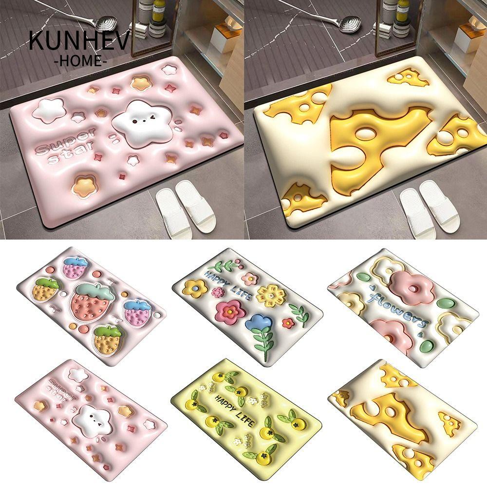 KUNHEV Thảm Chùi Chân Thấm Hút Tốt Nhanh Khô Chống Trượt Dành Cho Phòng Tắm