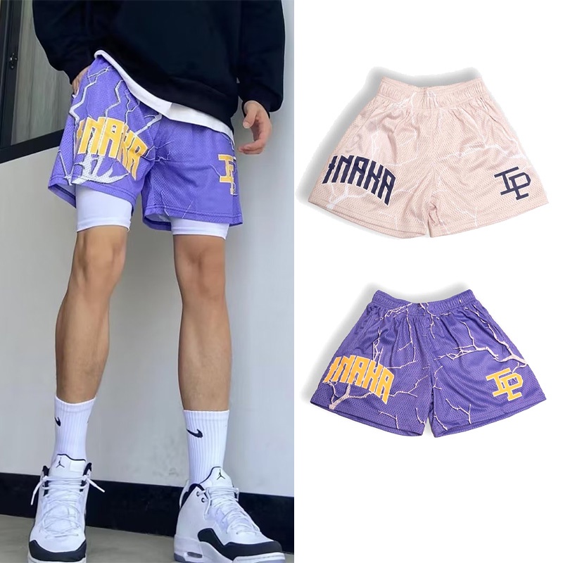 S-5XL Quần Short Bóng Rổ Dáng Rộng Giả Hai Lớp In Họa Tiết Phong Cách Hip Hop Mỹ Size Thời Trang Cá Tính Cho Nam