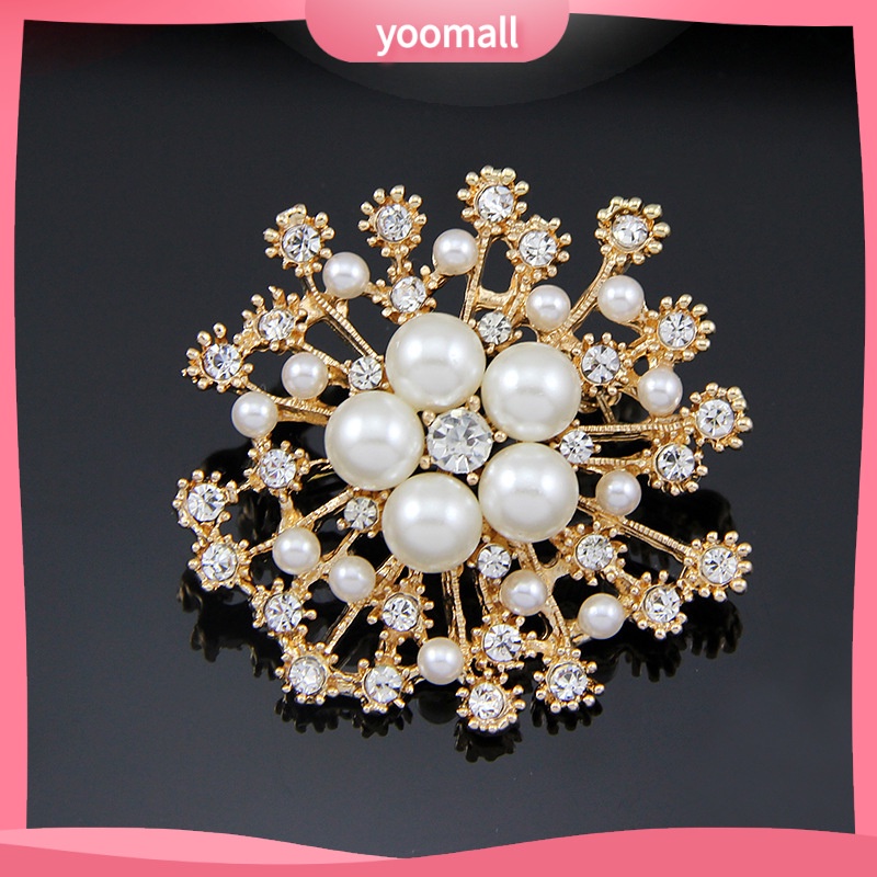 Ghim Cài Áo Hình Bông Tuyết Đính Ngọc Trai Nhân Tạo Thời Trang