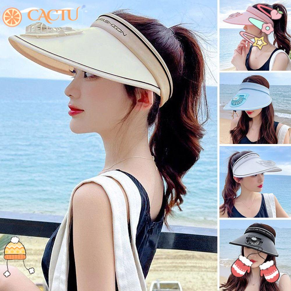CACTU Mũ Chống Nắng Rỗng Có Quạt Tiện Dụng Mang Theo Du Lịch Leo Núi