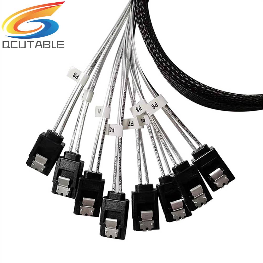 Cáp ChuyểN ĐổI MỏNg SAS4.0 SFF-8654 8i Sang SATA 8 CổNg 12Gbps 50cm