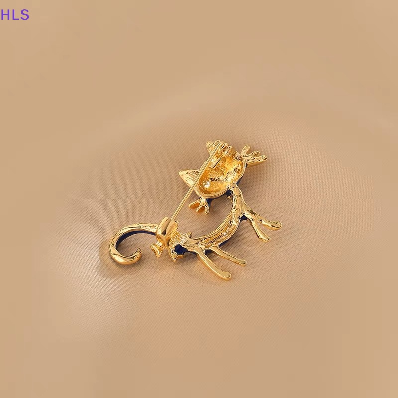 Ghim Cài Áo Hình Mèo Đính Đá Pha Lê Xanh Dương Dễ Thương Phong Cách Hàn Quốc