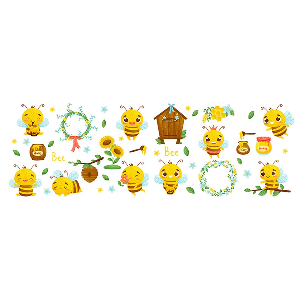 Set 2 Miếng Dán Tường Bằng PVC Chống Nước Tự Dính Họa Tiết Chú Ong Trang Trí Nhà Cửa