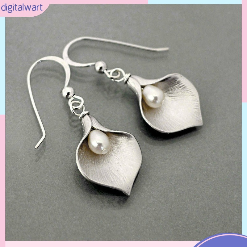 Bông Tai Hình Hoa calla lily Đính Ngọc Trai Nhân Tạo Phong Cách Thời Trang Âu Mỹ