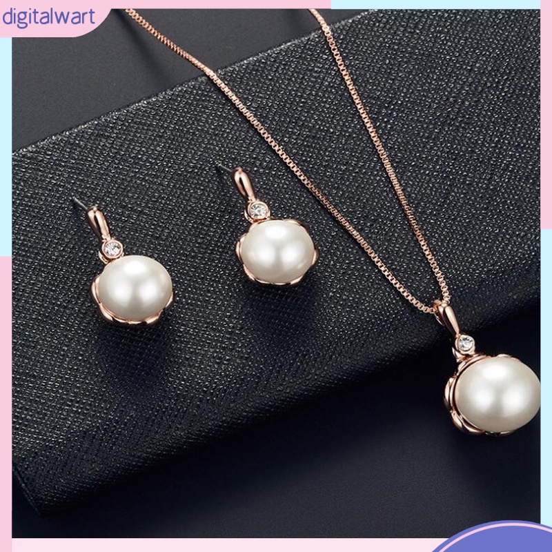 Bộ Trang Sức Ngọc Trai Và Kim Cương Nhân Tạo Sang Trọng Quý Phái Dành Cho Nữ