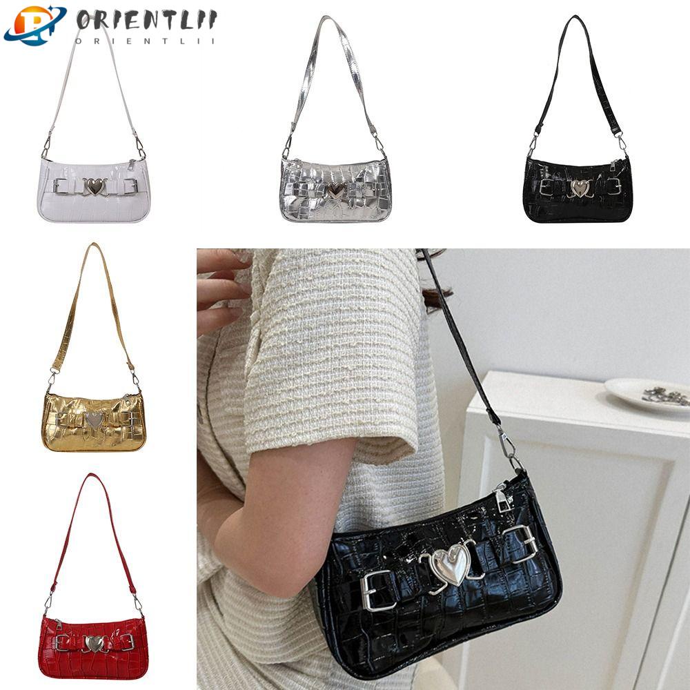 ORIENTLII Túi Đeo Vai Hình Vuông Cỡ Nhỏ Họa Tiết Trái Tim Phong Cách Retro Thời Trang Cho Nữ