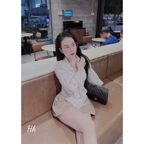 Áo sơ cổ tim bèo tay chun siu xưnnn