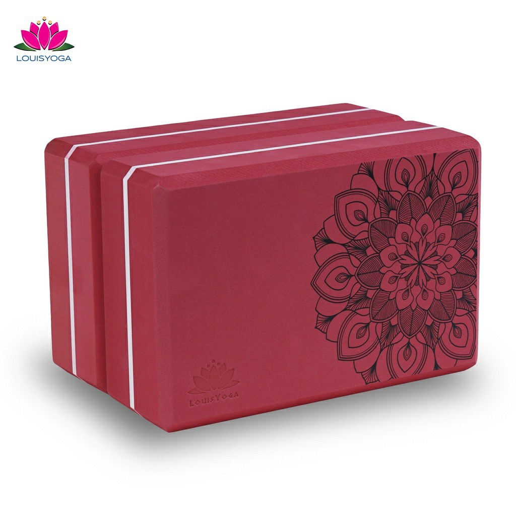 Gạch tập Yoga Louis cao cấp in nổi hoa mandala trọng lượng 320g  - Thương hiệu LOUIS YOGA