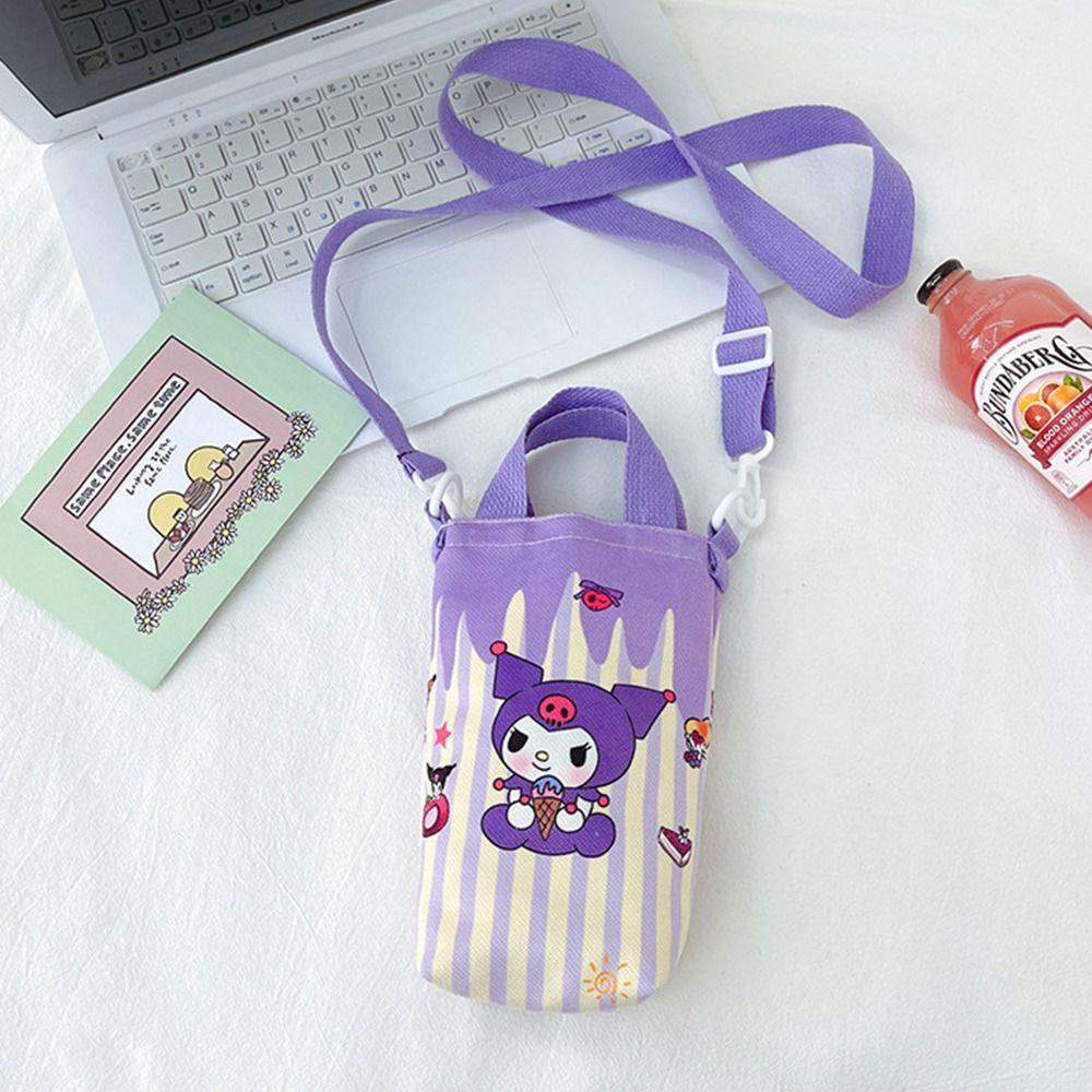 Túi Đeo Vai Vải Canvas Hình Trụ In Hình Cinnamoroll Pachacco Kulromi Dễ Thương Cho Bạn Gái