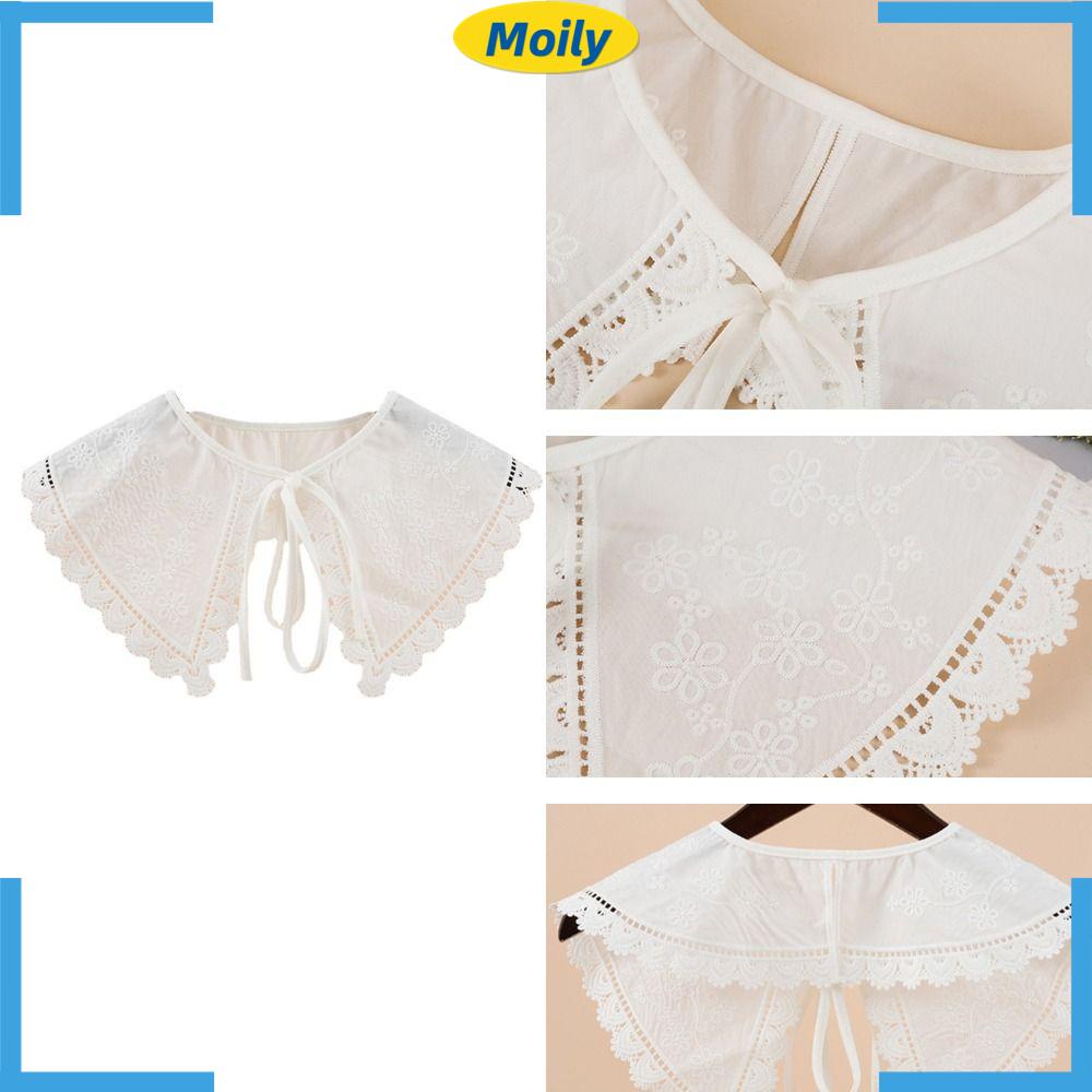 MOILYVN Cổ Áo Giả Hai Lớp Bằng Vải Jacquard Phong Cách Lolita Cho Nữ