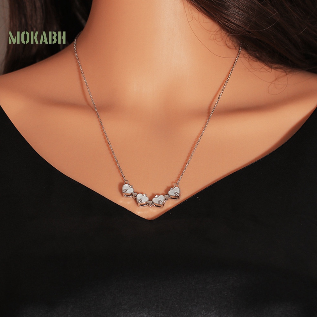 [Mok Abh] Vòng cổ Mặt Hình Cỏ Bốn Lá Đính Kim Cương Giả Thanh Lịch Hợp Thời Trang Cho Nữ