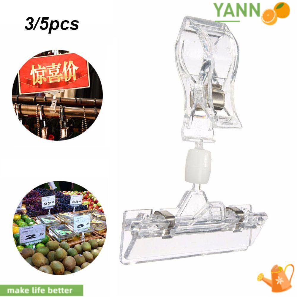 YANN1 Set 3 / 5 Kẹp Nhựa Trong Suốt Trưng Bày Biển Báo Quảng Cáo Đa Năng