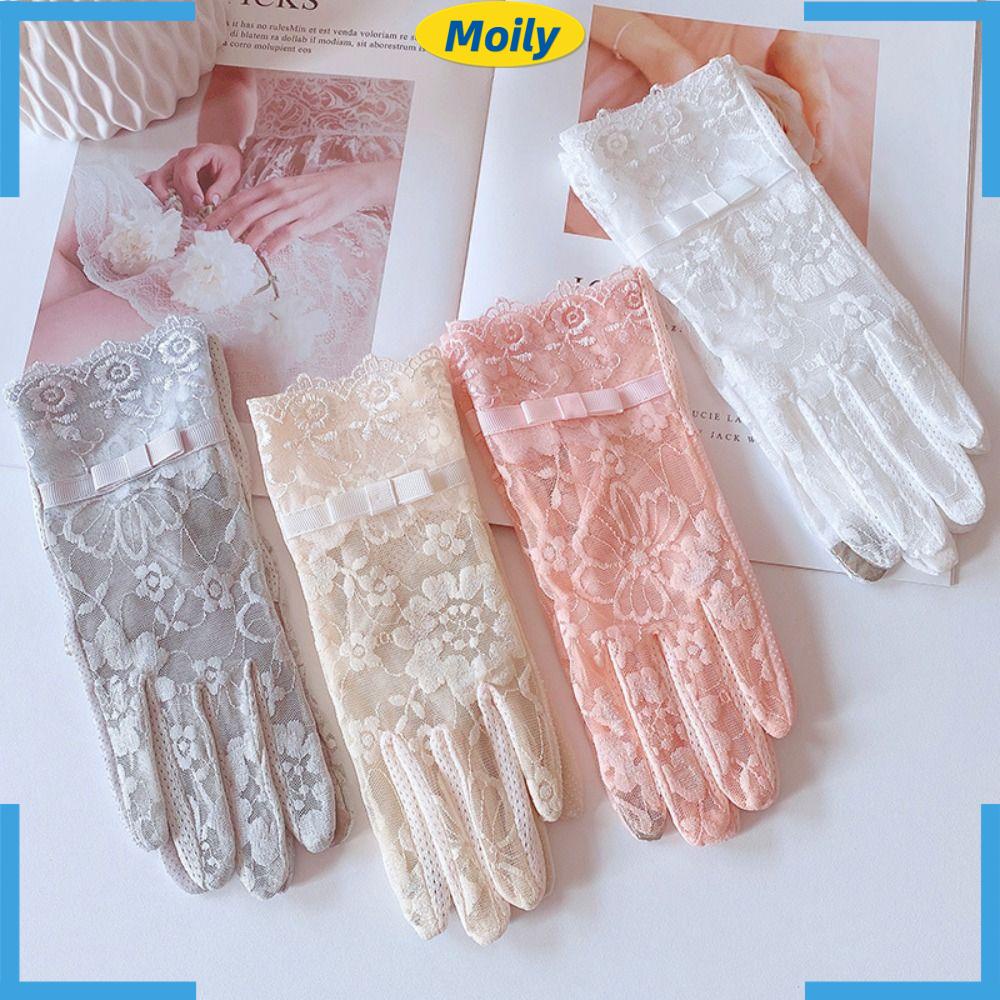 MOILYVN Găng Tay Lái Xe Bằng Lụa Chống Nắng Chống Trượt Phối Ren