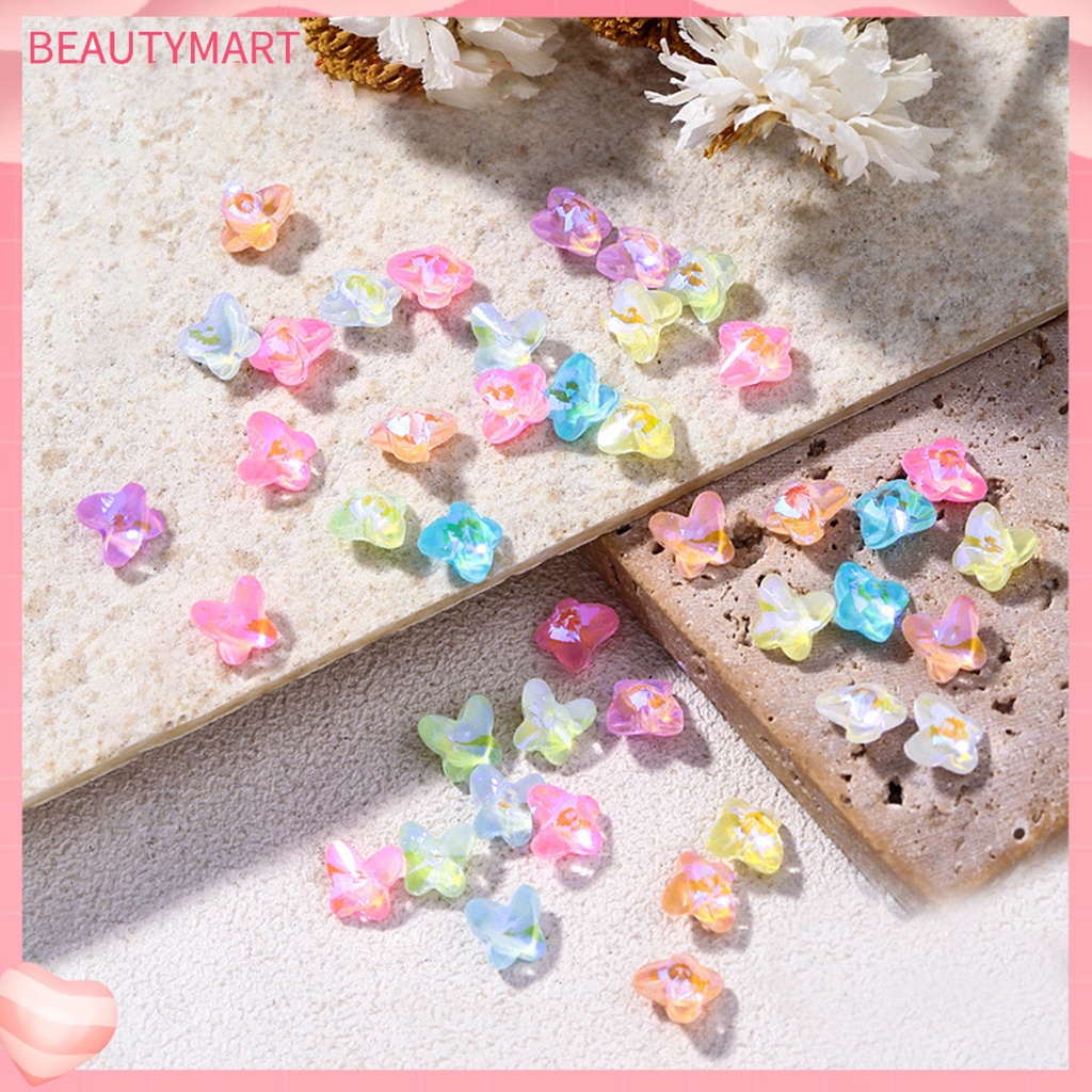 Bộ 20 Hạt Đá Mocha Hình Bướm Siêu Nhẹ Dùng Trang Trí Móng Tay DIY