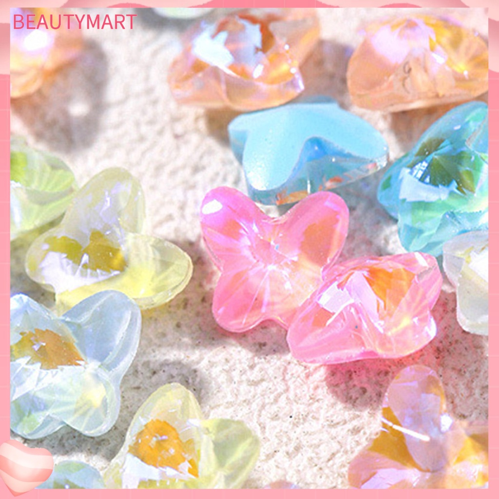 Bộ 20 Hạt Đá Mocha Hình Bướm Siêu Nhẹ Dùng Trang Trí Móng Tay DIY