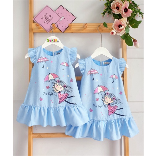 Váy hình cô gái- Xanh ZUNkids